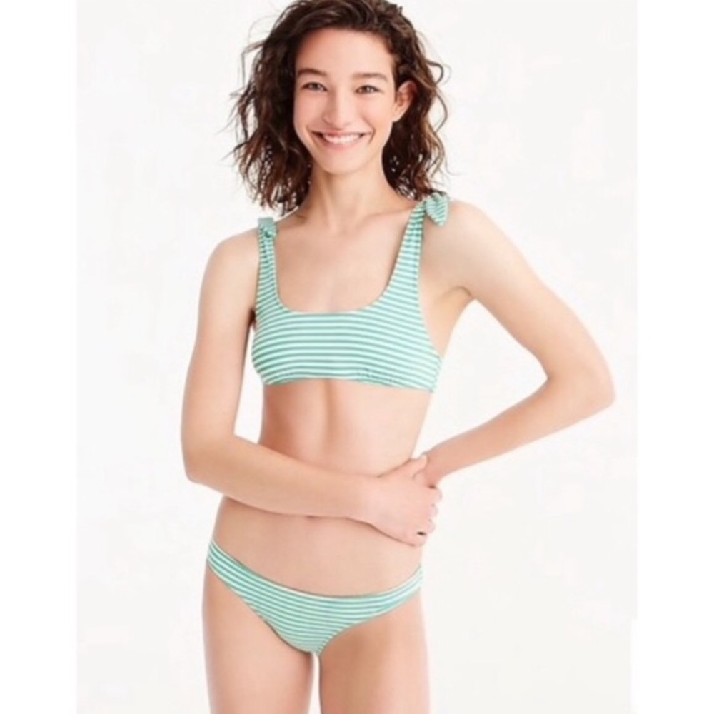J.Crew playa Nantucket green striped cheeky bikini